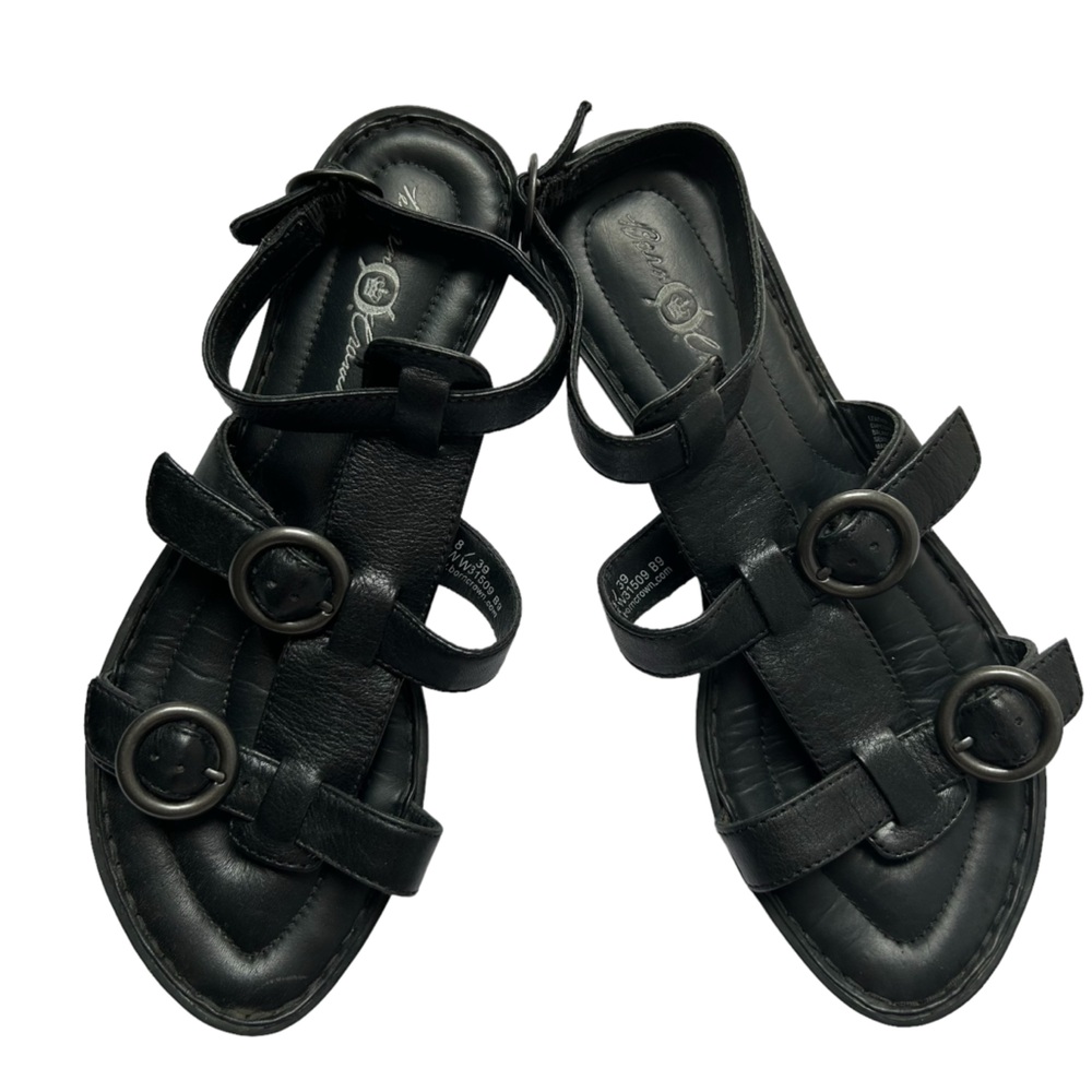Black Roman Style Flat Sandals